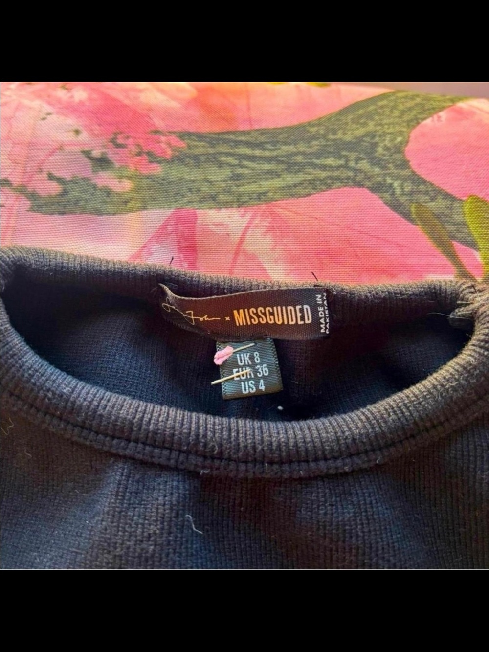Missguided Black Ribbed Crewneck Sweatshirt - Picture 8 of 8
